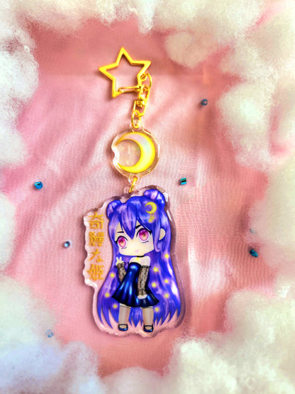 Purple Chibi with Star Keyring